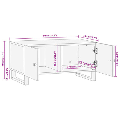 vidaXL Couchtisch Braun und Schwarz 80x50x40 cm Massivholz Mango