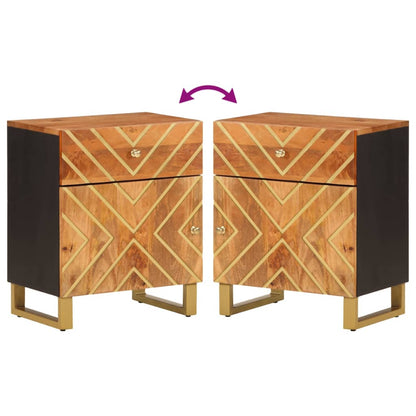 vidaXL Nachttisch Braun und Schwarz 50x33x60 cm Massivholz Mango