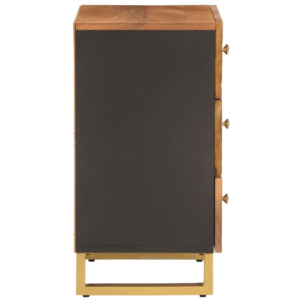 vidaXL Nachttisch Braun und Schwarz 50x33x60 cm Massivholz Mango