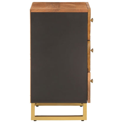 vidaXL Nachttisch Braun und Schwarz 50x33x60 cm Massivholz Mango