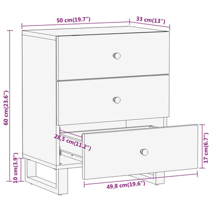 vidaXL Nachttisch Braun und Schwarz 50x33x60 cm Massivholz Mango