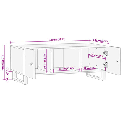 vidaXL Table basse marron et noir 100x54x40 cm Bois de manguier massif