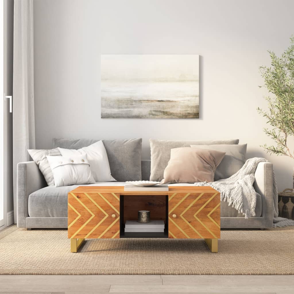 vidaXL Table basse marron et noir 100x54x40 cm Bois de manguier massif