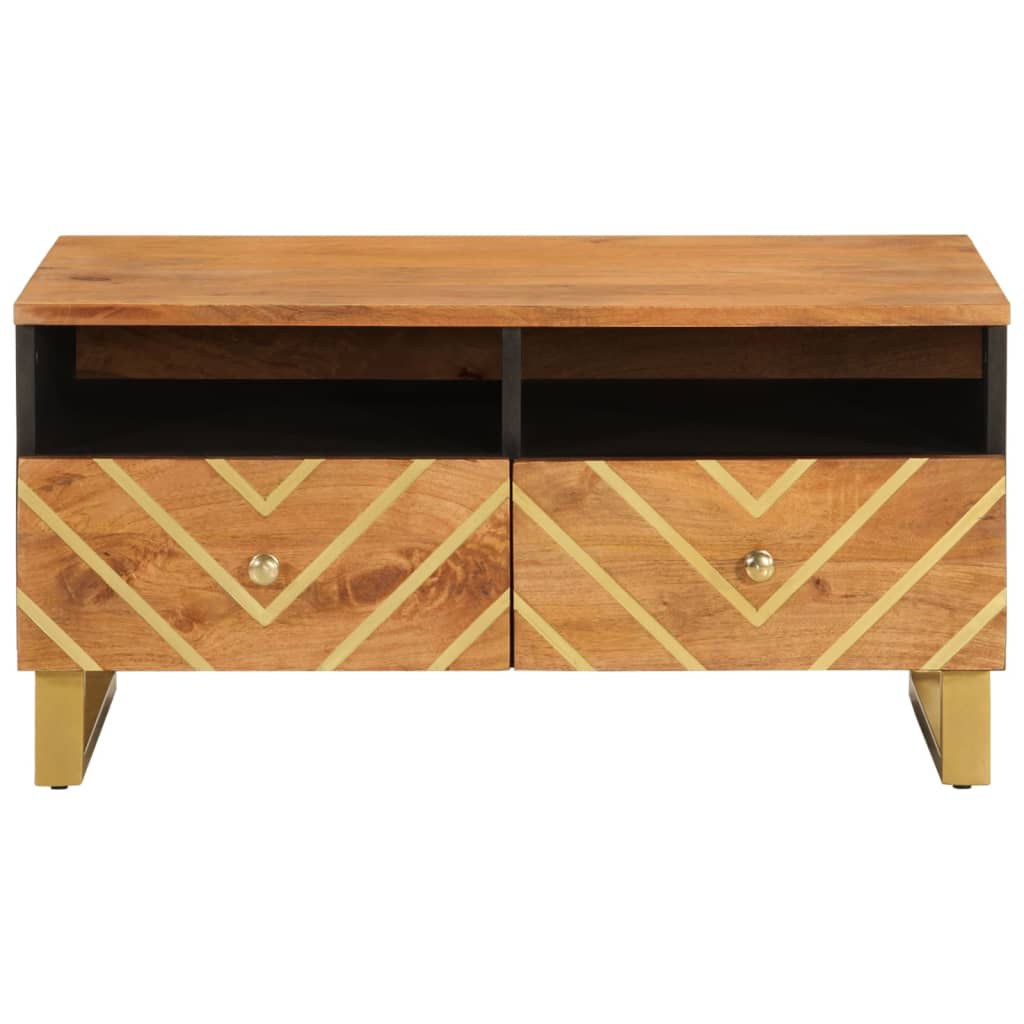 vidaXL Couchtisch Braun und Schwarz 80x54x40 cm Massivholz Mango