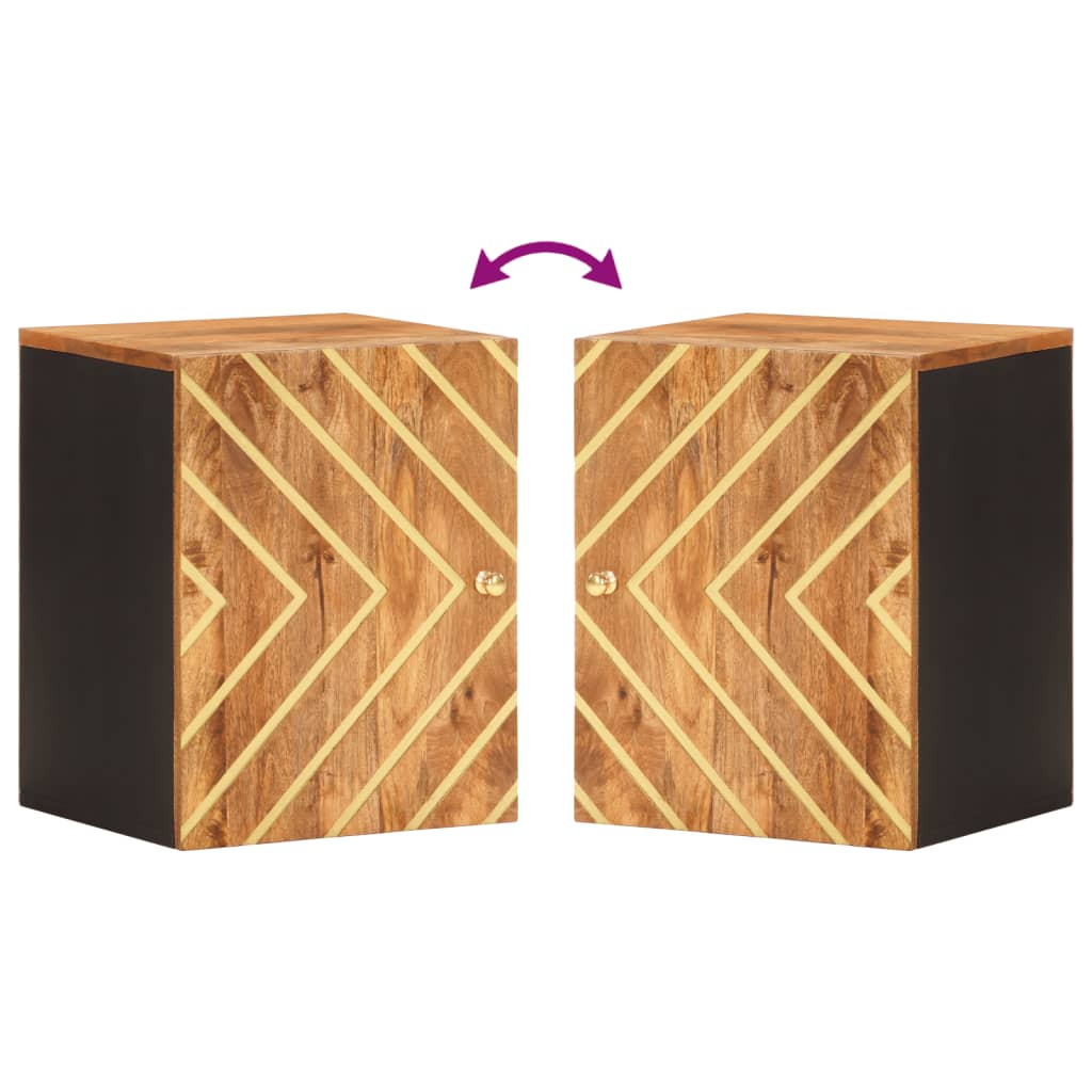 vidaXL Wand-Badschrank Braun und Schwarz Massivholz Mango