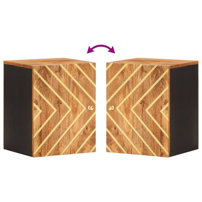 vidaXL Wand-Badschrank Braun und Schwarz Massivholz Mango