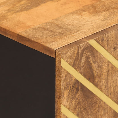 vidaXL Wand-Badschrank Braun und Schwarz Massivholz Mango