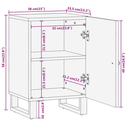 vidaXL Badschrank Braun und Schwarz 38x33,5x58 cm Massivholz Mango