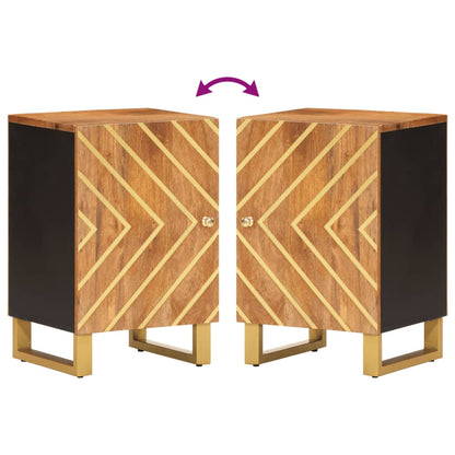 Badschrank Braun und Schwarz 38x33,5x58 cm Massivholz Mango