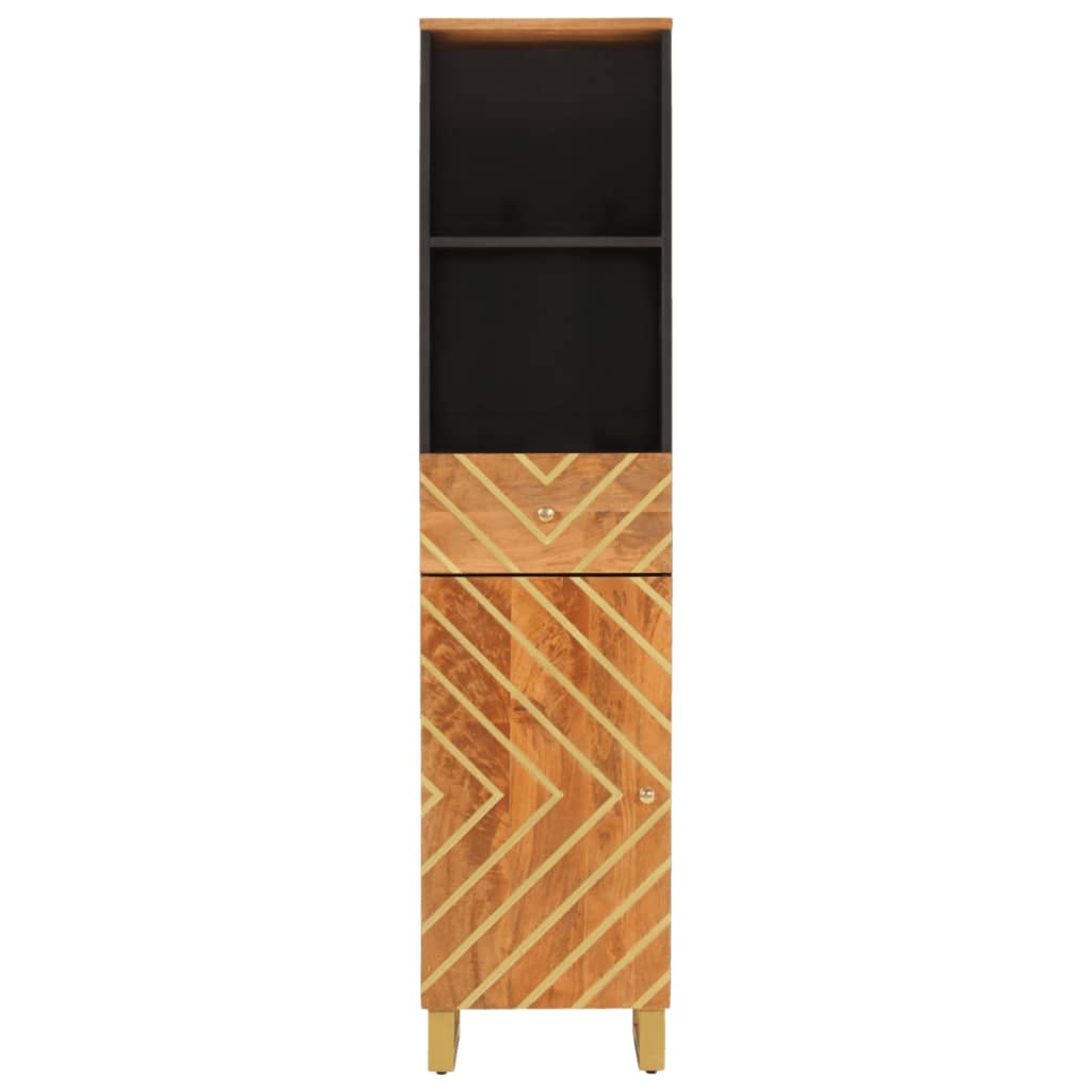 vidaXL Badschrank Braun und Schwarz 38x33,5x160 cm Massivholz Mango
