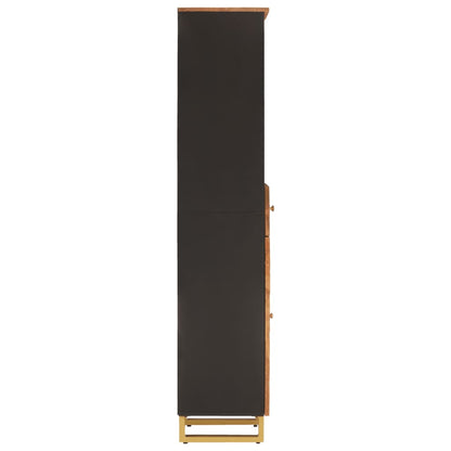 vidaXL Badschrank Braun und Schwarz 38x33,5x160 cm Massivholz Mango