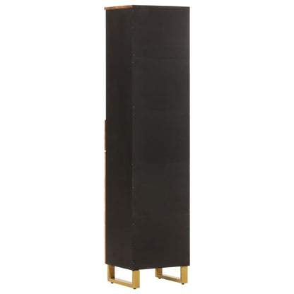 vidaXL Badschrank Braun und Schwarz 38x33,5x160 cm Massivholz Mango