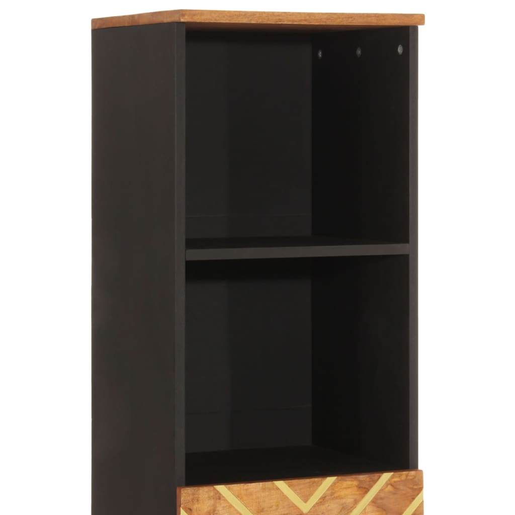 vidaXL Badschrank Braun und Schwarz 38x33,5x160 cm Massivholz Mango
