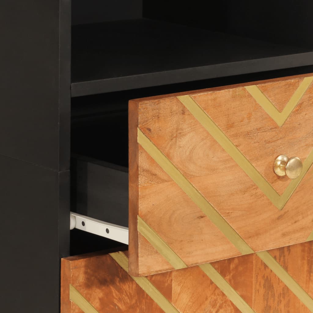 vidaXL Badschrank Braun und Schwarz 38x33,5x160 cm Massivholz Mango