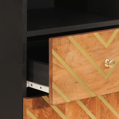 vidaXL Badschrank Braun und Schwarz 38x33,5x160 cm Massivholz Mango