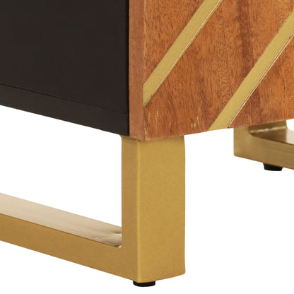 vidaXL Badschrank Braun und Schwarz 38x33,5x160 cm Massivholz Mango