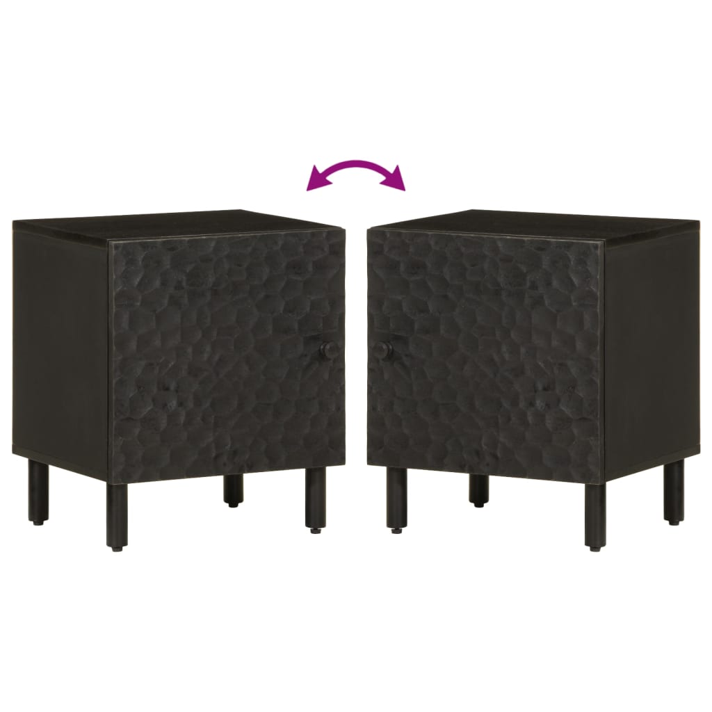 vidaXL Nachttisch Schwarz 40x33x46 cm Massivholz Mango