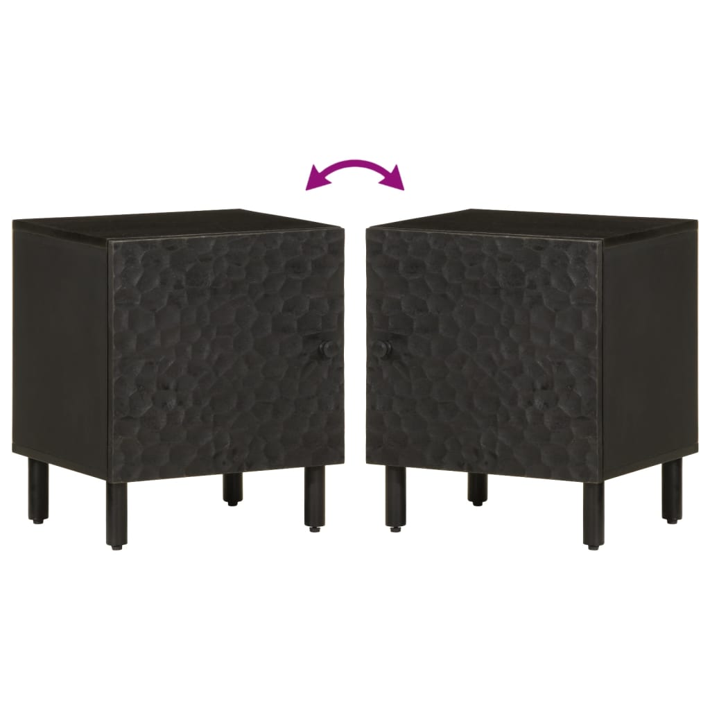 vidaXL Nachttische 2 Stk. Schwarz 40x33x46 cm Massivholz Mango