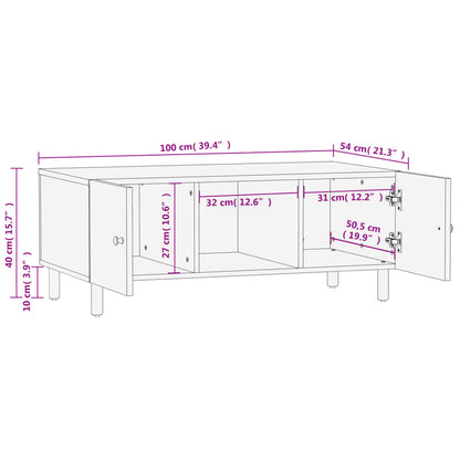 vidaXL Couchtisch Schwarz 100x54x40 cm Massivholz Mango