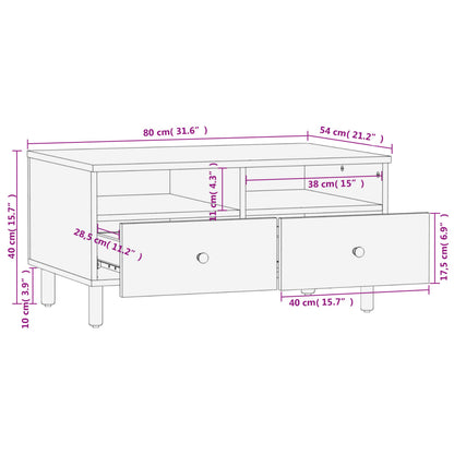 vidaXL Table basse noire 80x54x40 cm Bois de manguier massif