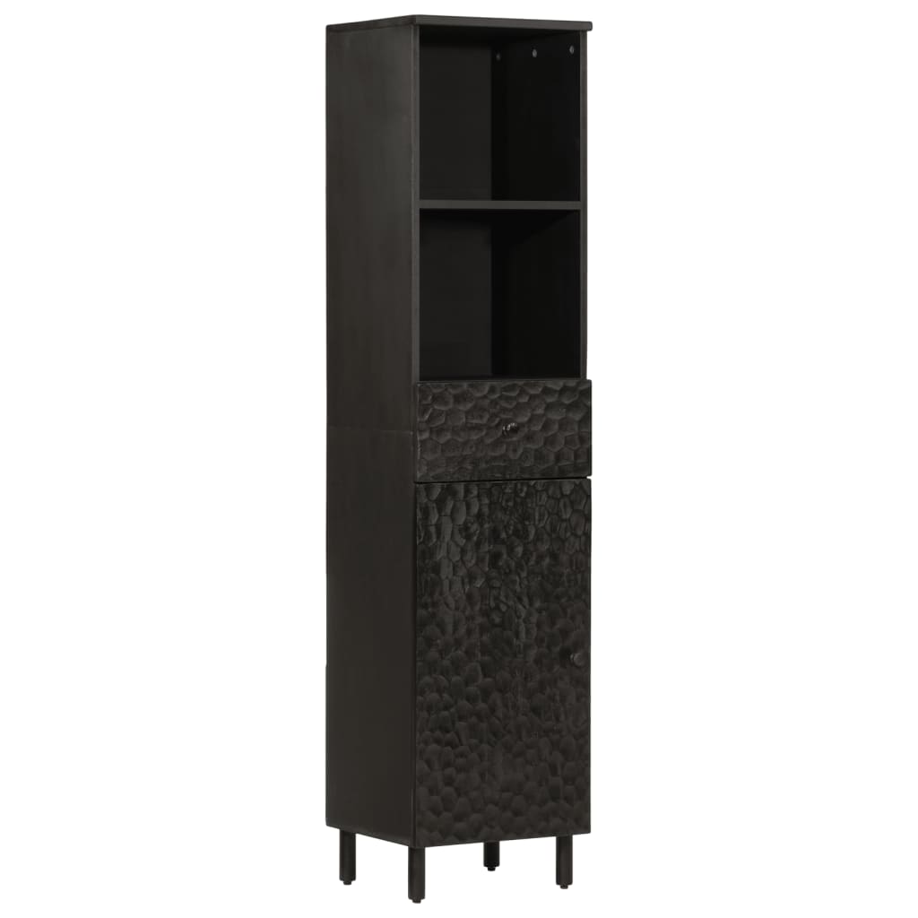 vidaXL Armoire de salle de bain noir 38x33x160 cm Bois de manguier massif