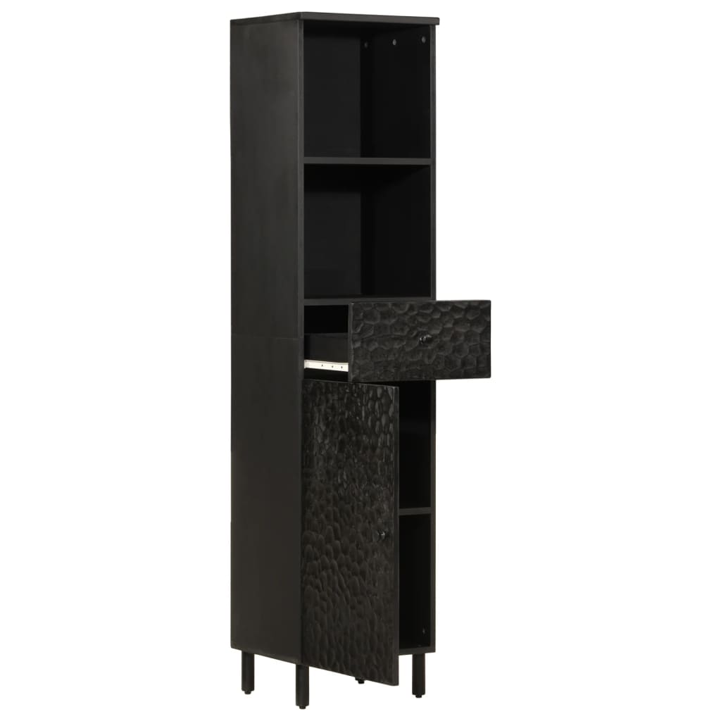 vidaXL Armoire de salle de bain noir 38x33x160 cm Bois de manguier massif