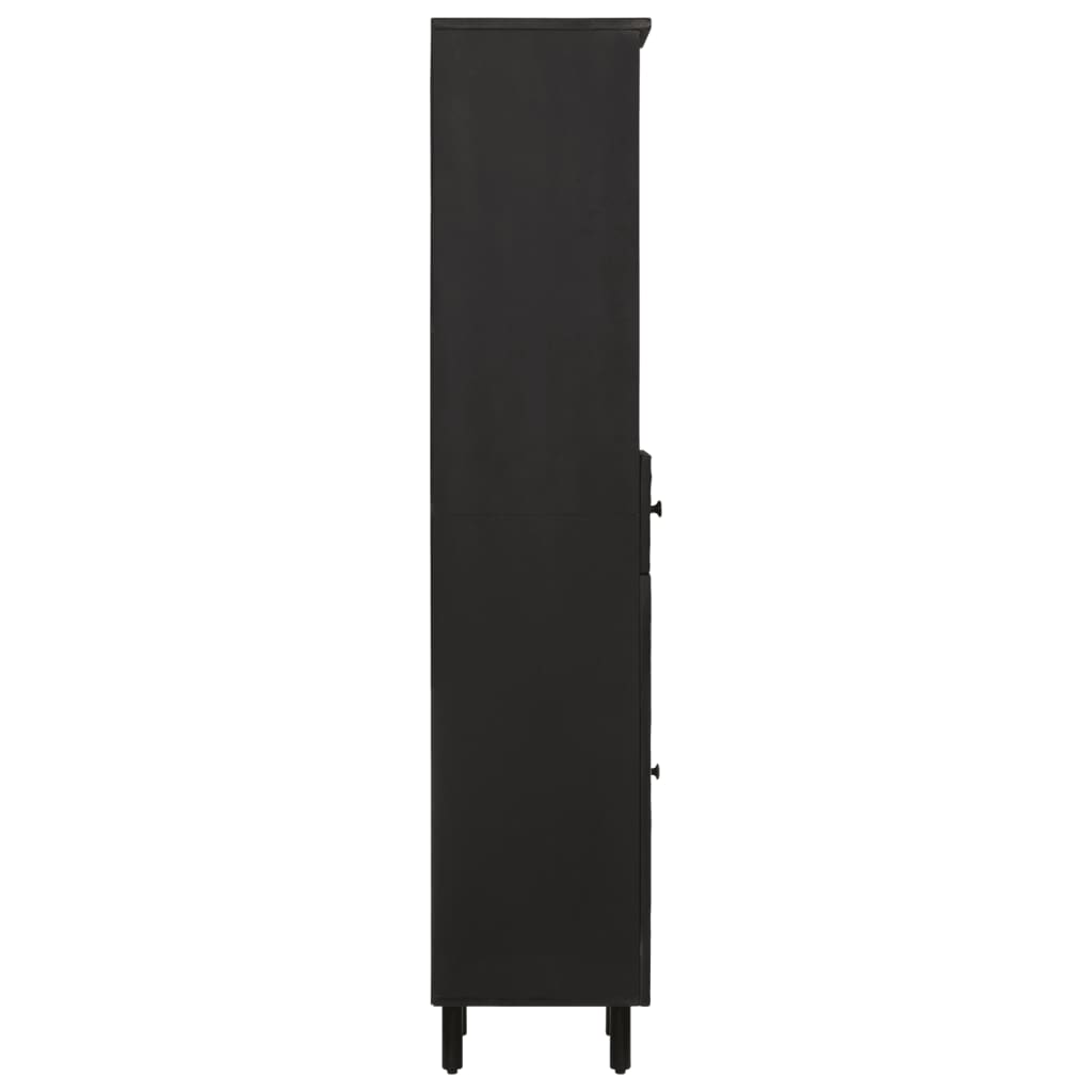 vidaXL Armoire de salle de bain noir 38x33x160 cm Bois de manguier massif