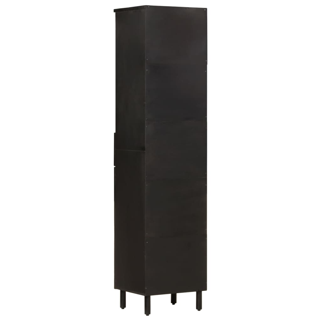 vidaXL Armoire de salle de bain noir 38x33x160 cm Bois de manguier massif