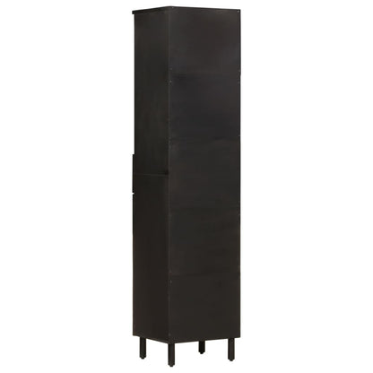 vidaXL Armoire de salle de bain noir 38x33x160 cm Bois de manguier massif