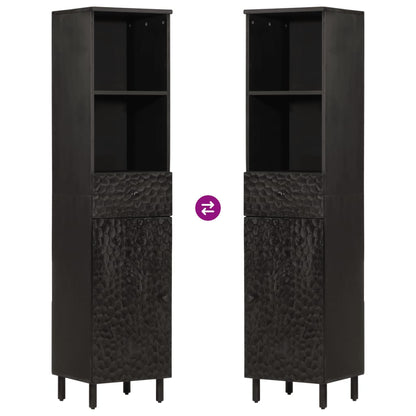 vidaXL Armoire de salle de bain noir 38x33x160 cm Bois de manguier massif