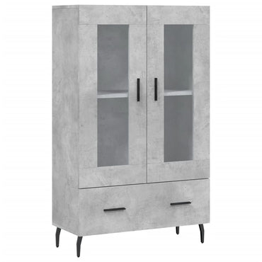 vidaXL Buffet haut gris béton 69,5x31x115 cm en bois d'ingénierie