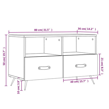 vidaXL TV-Schrank Hochglanz-Weiß 80x36x50 cm Holzwerkstoff