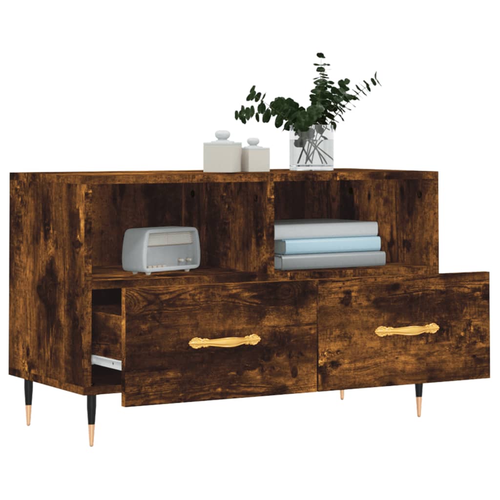 Meuble TV vidaXL chêne fumé 80x36x50 cm aggloméré