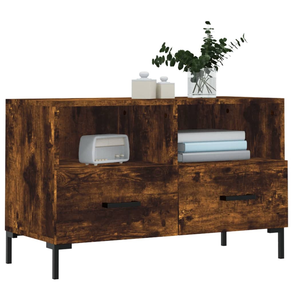 Meuble TV vidaXL chêne fumé 80x36x50 cm aggloméré