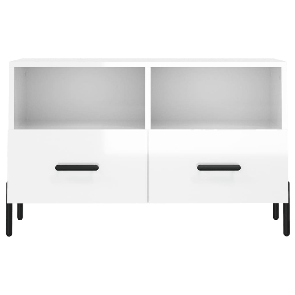 vidaXL TV-Schrank Hochglanz-Weiß 80x36x50 cm Holzwerkstoff