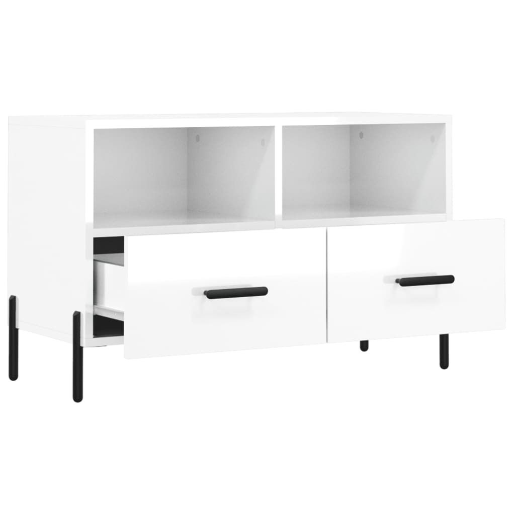 vidaXL TV-Schrank Hochglanz-Weiß 80x36x50 cm Holzwerkstoff