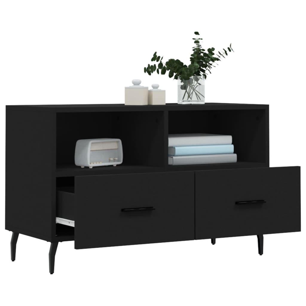 vidaXL Meuble TV Noir 80x36x50 cm Bois d'ingénierie