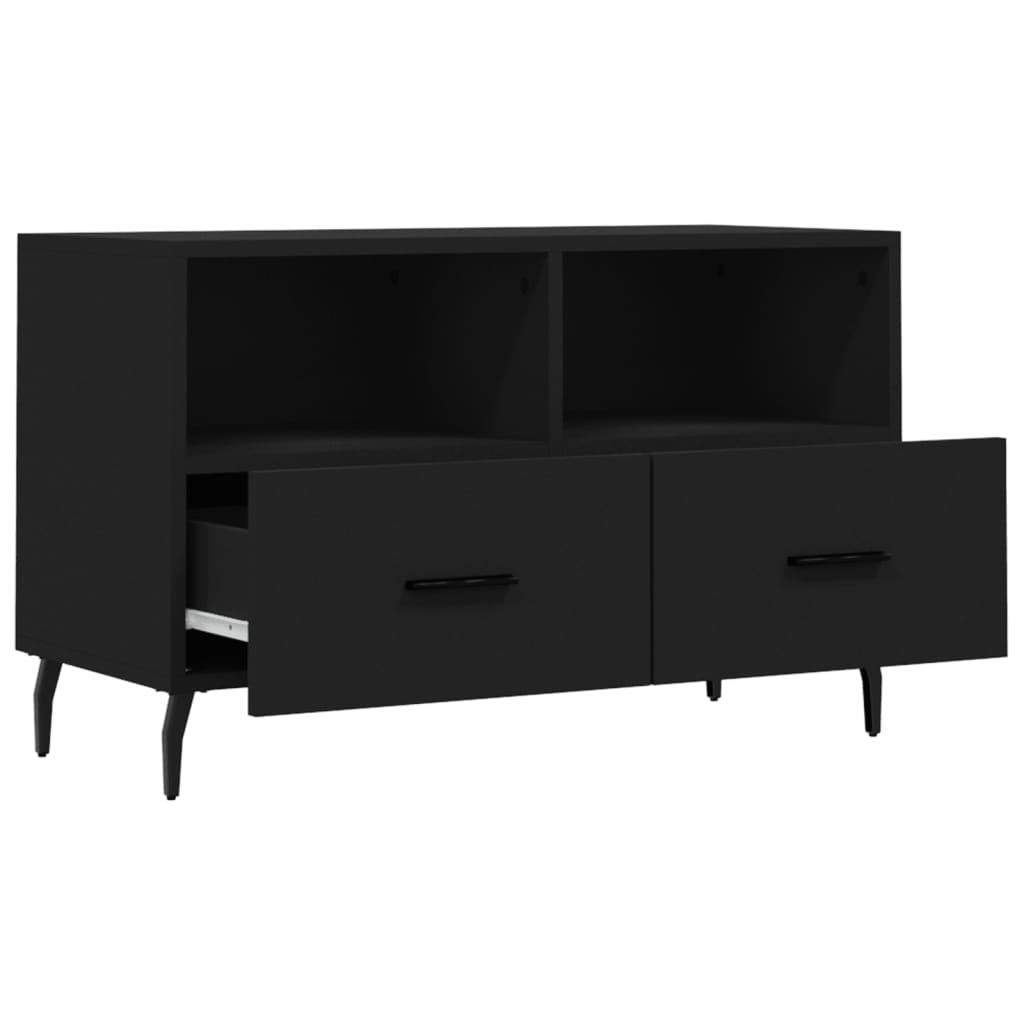 vidaXL Meuble TV Noir 80x36x50 cm Bois d'ingénierie