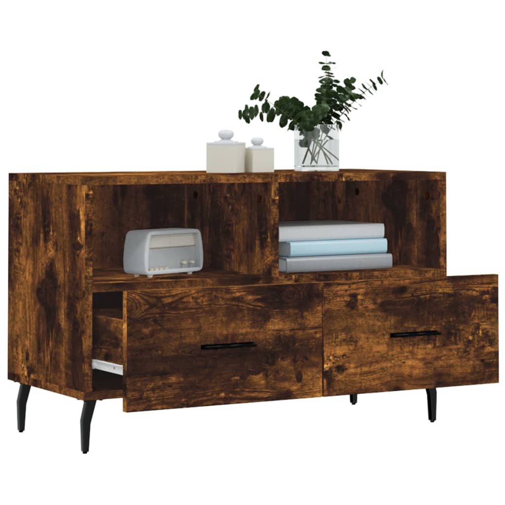 Meuble TV vidaXL chêne fumé 80x36x50 cm aggloméré