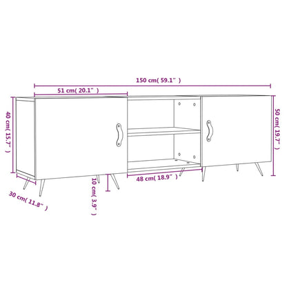 vidaXL Meuble TV chêne fumé 150x30x50 cm Aggloméré