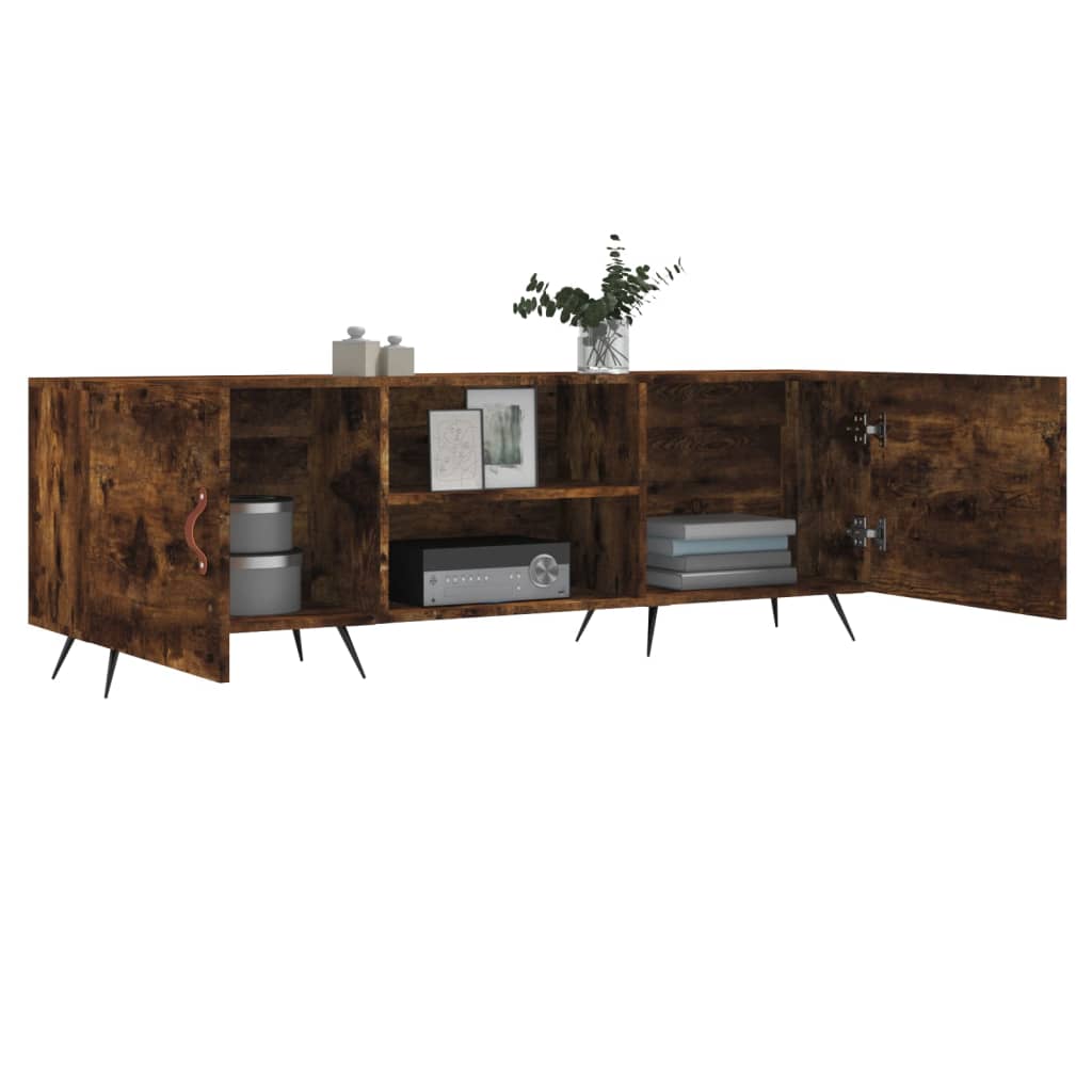 vidaXL Meuble TV chêne fumé 150x30x50 cm Aggloméré