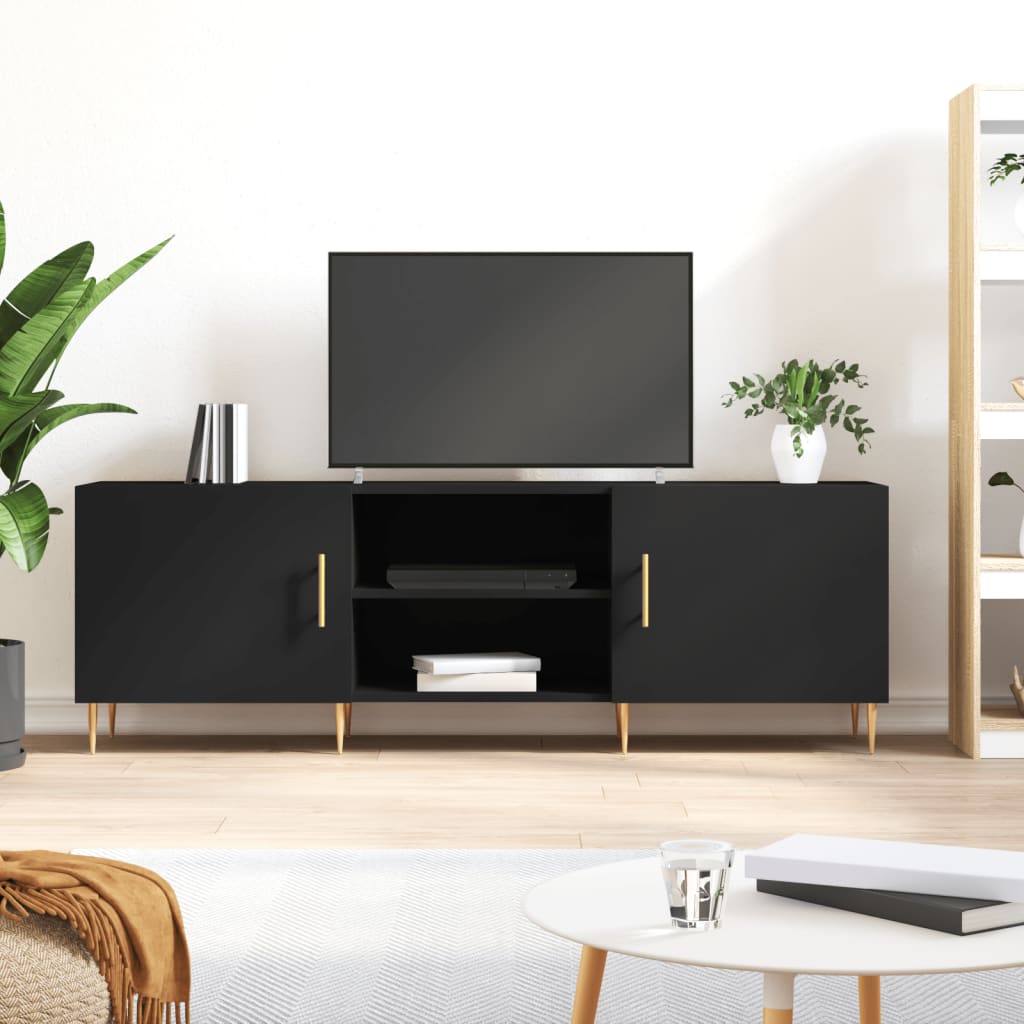 Meuble TV vidaXL noir 150x30x50 cm en bois d'ingénierie