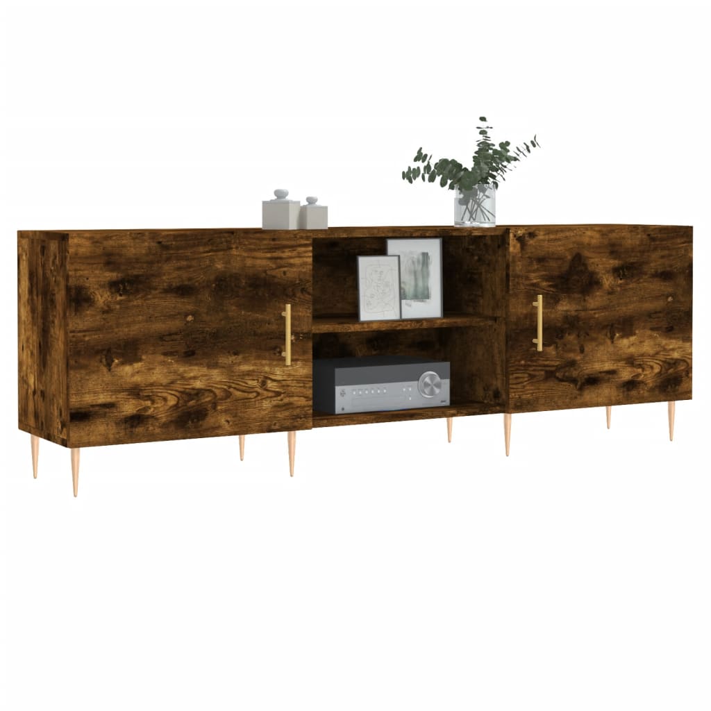vidaXL Meuble TV chêne fumé 150x30x50 cm Aggloméré