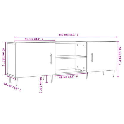 vidaXL Meuble TV chêne fumé 150x30x50 cm Aggloméré