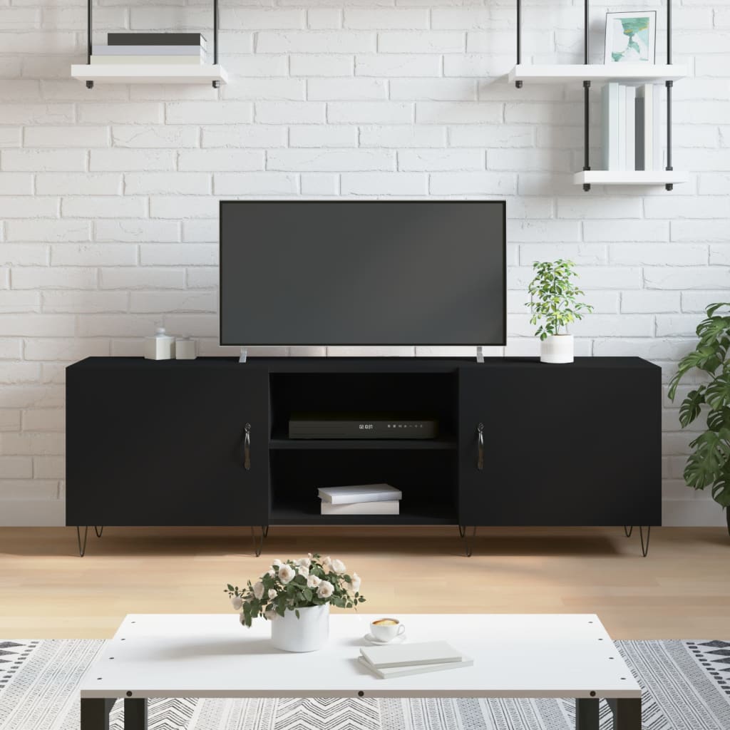 Meuble TV vidaXL noir 150x30x50 cm en bois d'ingénierie