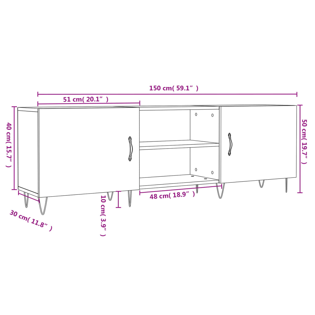 vidaXL TV-Schrank Räuchereiche 150x30x50 cm Holzwerkstoff