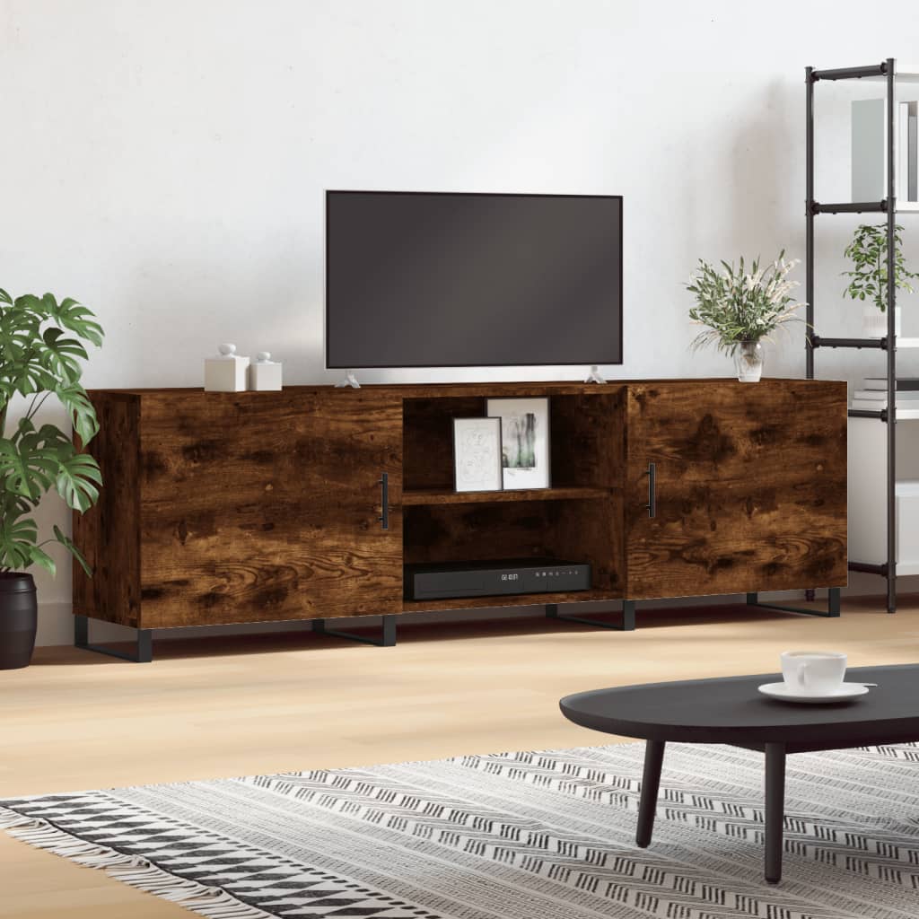 vidaXL Meuble TV chêne fumé 150x30x50 cm Aggloméré