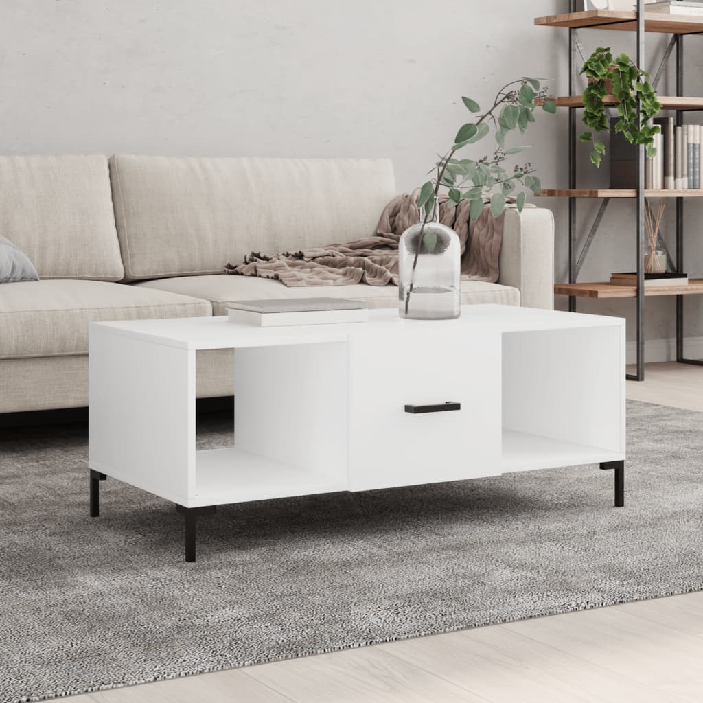 vidaXL Table basse blanche 102x50x40 cm Bois d'ingénierie