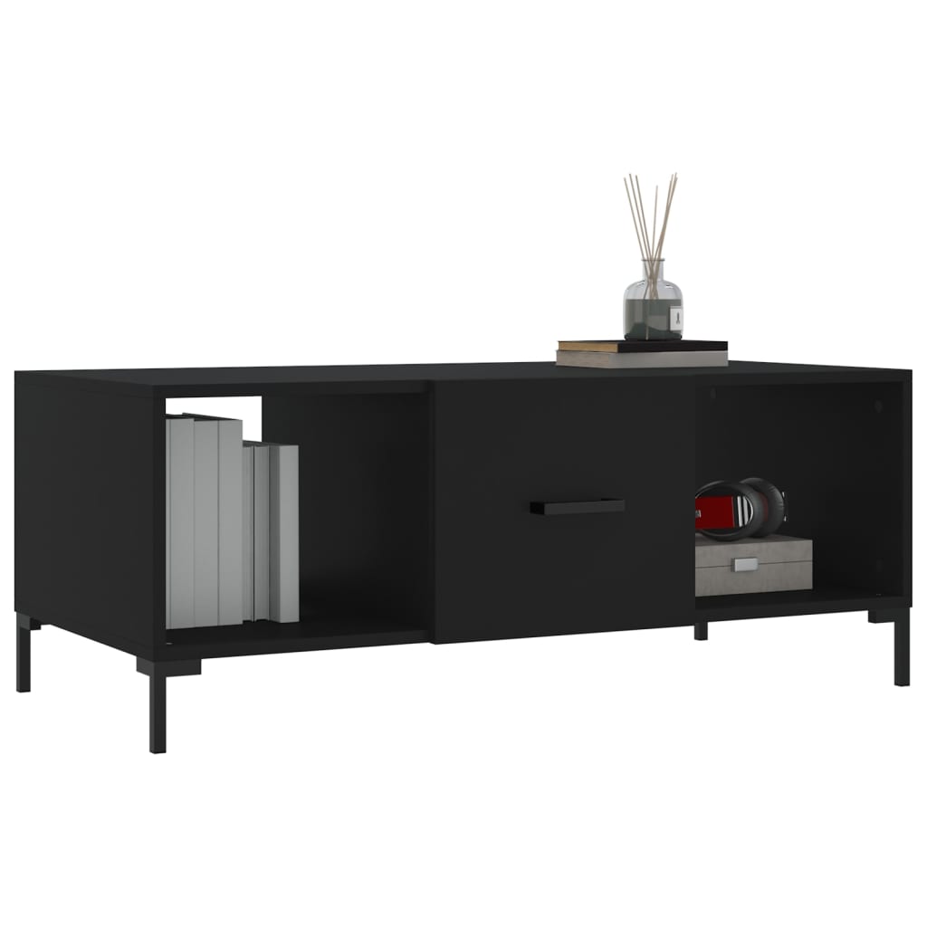vidaXL Table basse noire 102x50x40 cm en bois d'ingénierie