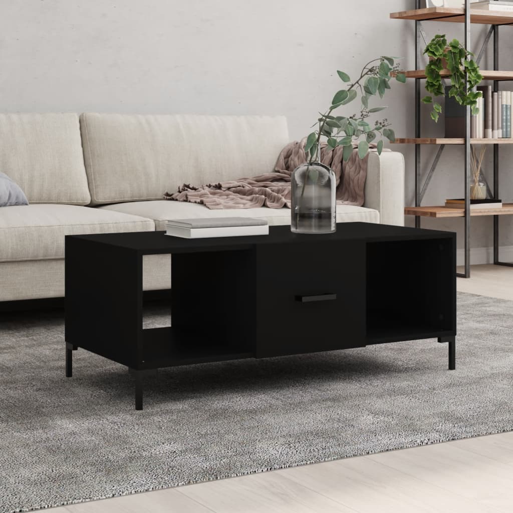 vidaXL Table basse noire 102x50x40 cm en bois d'ingénierie